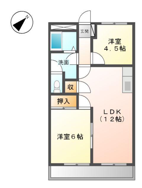 グレースタウンⅠ(2LDK/3階)の間取り写真