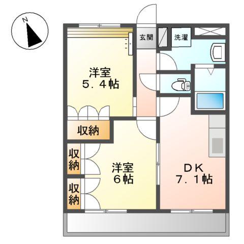 グランチェスタ プレイス(2DK/1階)の間取り写真