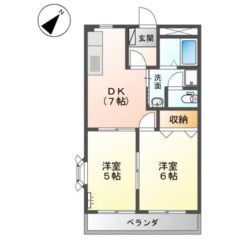 ハーモニーT(2DK/1階)の間取り写真