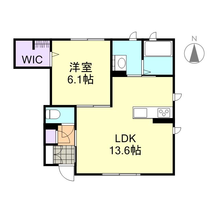 ウェランガ B棟(1LDK/1階)の間取り写真