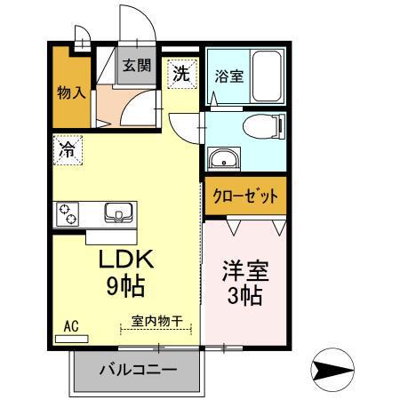 アランフェス羽島(1LDK/1階)の間取り写真