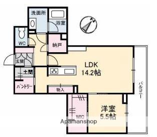 アントゥール B棟(1LDK/3階)の間取り写真