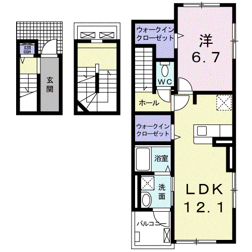 セイバリーKⅢ(1LDK/3階)の間取り写真