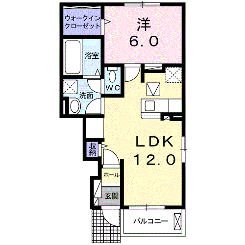 カーサ プリート A(1LDK/1階)の間取り写真