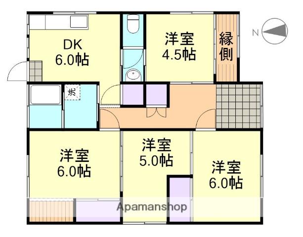 山陽本線 新倉敷駅 徒歩30分 1階建 築61年(4DK)の間取り写真
