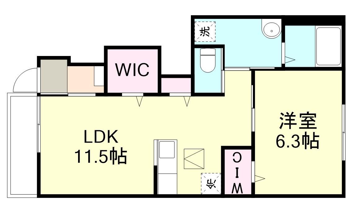 アンジュ アジュール(1LDK/1階)の間取り写真