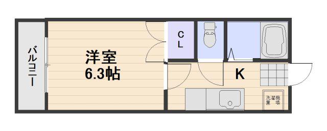 シャルムパレスA(1K/3階)の間取り写真