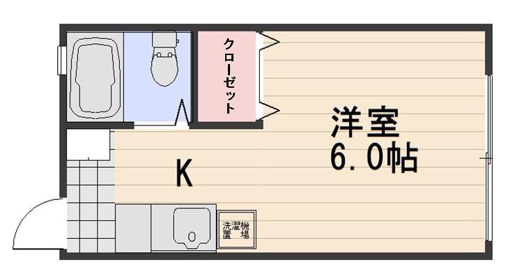ル・クール東古松Ⅱ(1K/1階)の間取り写真