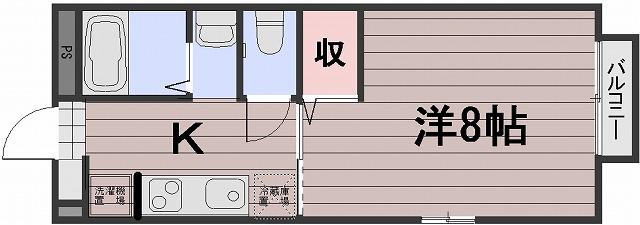 スカイガーデン万倍 B(1K/1階)の間取り写真