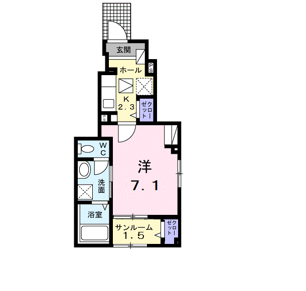 ディリジェント エイト(1K/1階)の間取り写真