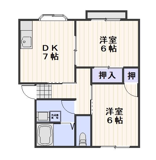 エントピア当新田 C棟(2DK/2階)の間取り写真