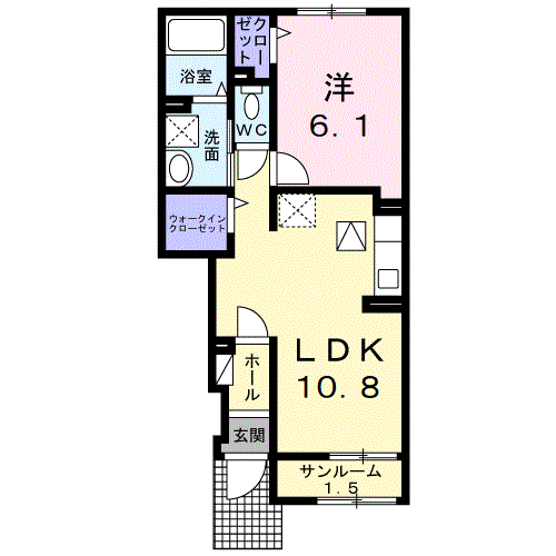 スペランツァⅡ(1LDK/1階)の間取り写真
