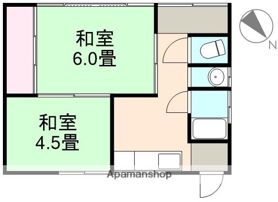 山陽本線 新倉敷駅 徒歩43分 1階建 築59年(2K)の間取り写真