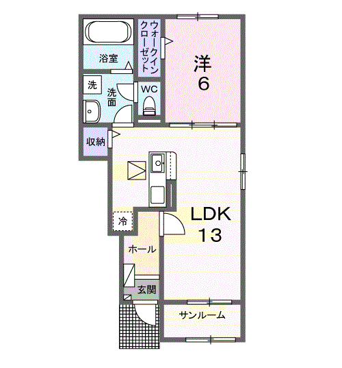 カミヒコウキ(1LDK/1階)の間取り写真