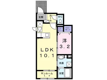 コート エスポア(1LDK/1階)の間取り写真