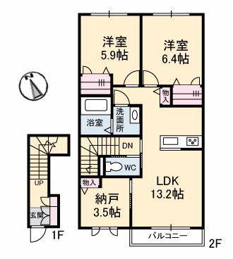エクラージュ(2SLDK/2階)の間取り写真