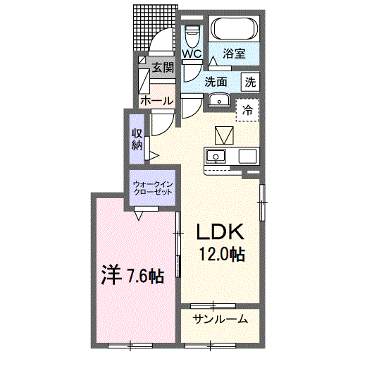 ラヴィベールアイ Ⅱ(1LDK/1階)の間取り写真