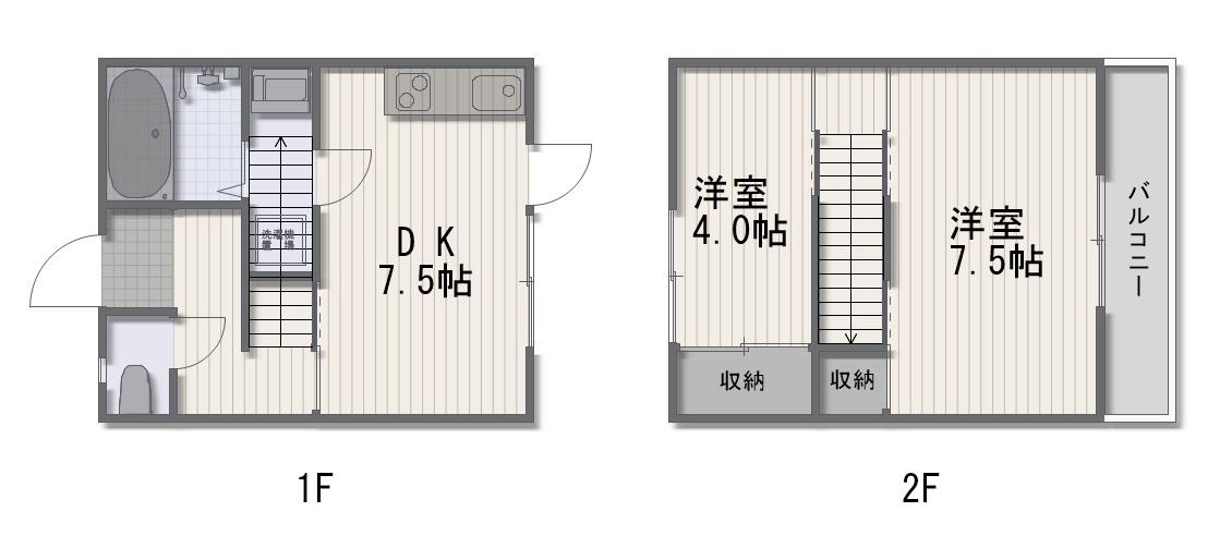 リバーサイド金岡(2DK/1階)の間取り写真