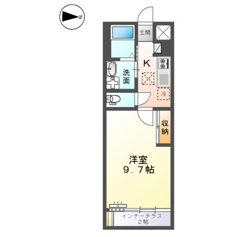 ガーデン(1K/1階)の間取り写真