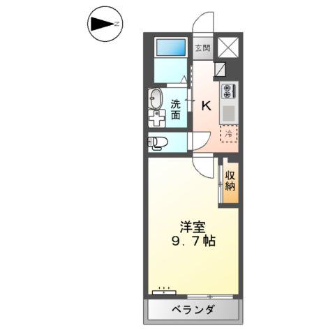ガーデン(1K/2階)の間取り写真