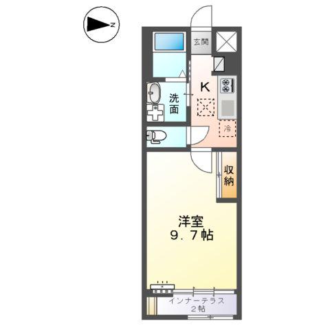 ガーデン(1K/1階)の間取り写真