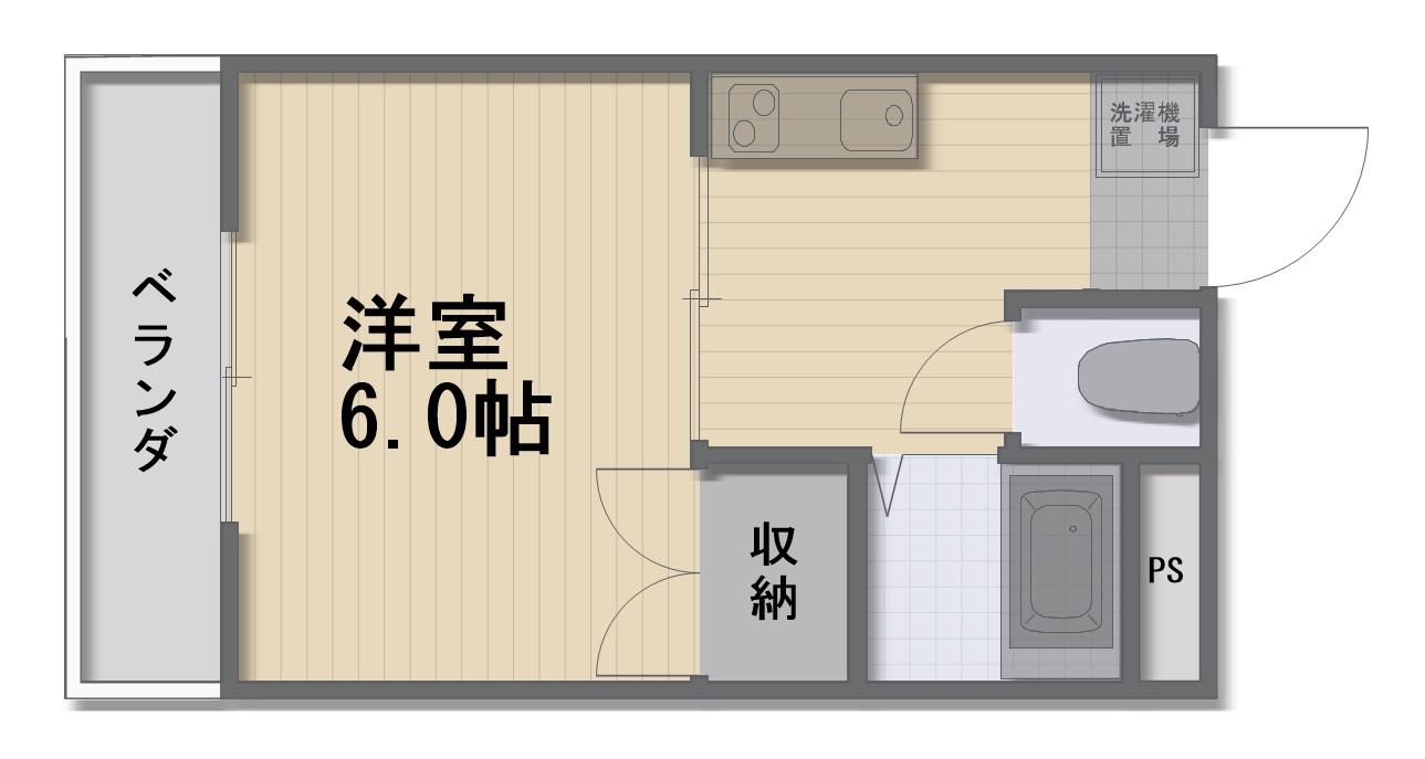 あるふぁⅡ(1K/2階)の間取り写真