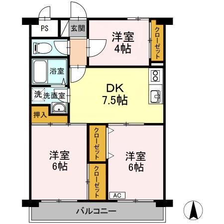 メゾン・ド・昭裕Ⅰ(3DK/1階)の間取り写真
