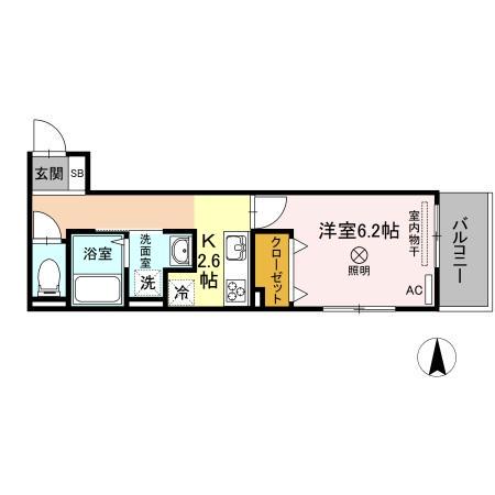 リッツレジデンスB棟(1K/3階)の間取り写真