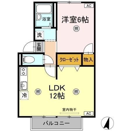 プレジール林(1LDK/2階)の間取り写真