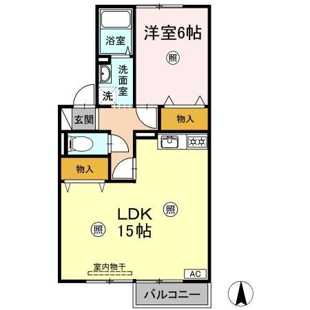 エステート21B(1LDK/2階)の間取り写真