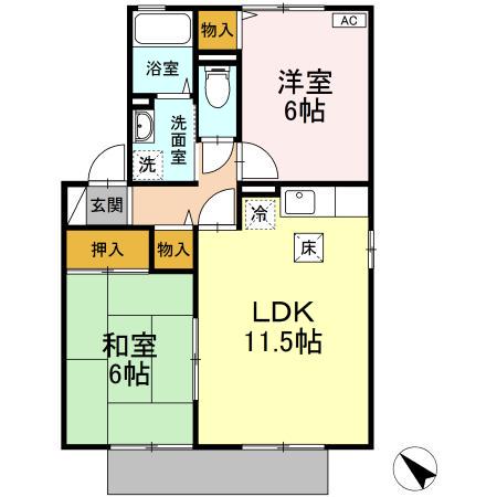 ピースインTOMOE(2LDK/1階)の間取り写真