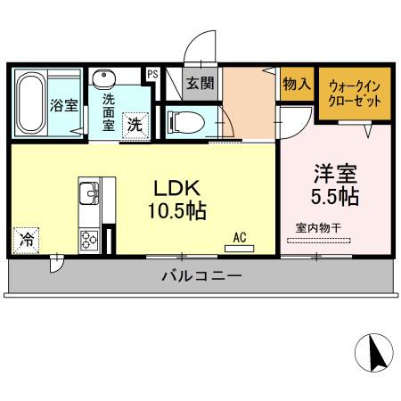 ベイ ブランシェ C棟(1LDK/2階)の間取り写真