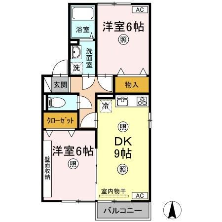 メゾン・ド・セジュールB(2DK/2階)の間取り写真