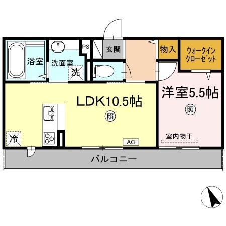 アステール白楽町(1LDK/3階)の間取り写真