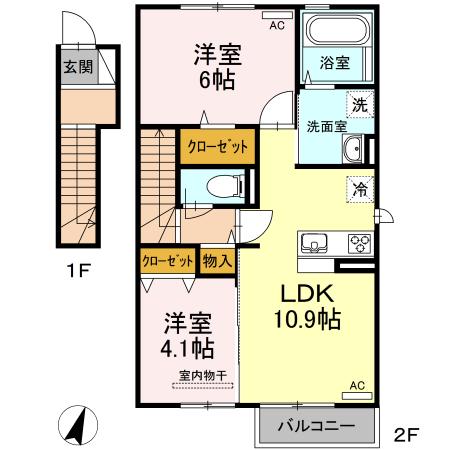 ヴェラビスタ(2LDK/2階)の間取り写真