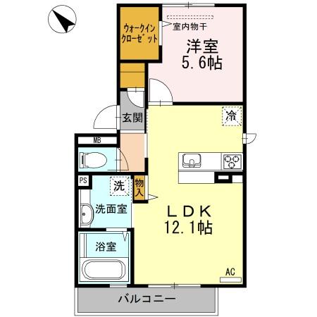 ボヌール(1LDK/2階)の間取り写真