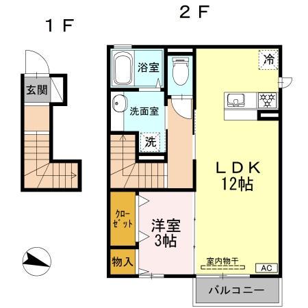 フォレスト21(1LDK/2階)の間取り写真