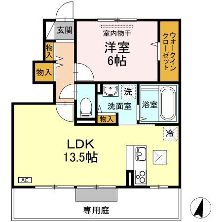シャンポール(1LDK/1階)の間取り写真