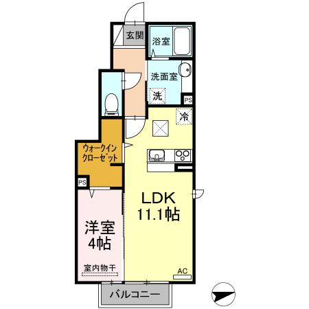グリーンテラス児島A(1LDK/1階)の間取り写真
