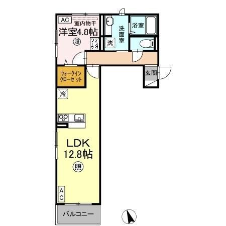 恵比寿Ⅴ(1LDK/2階)の間取り写真