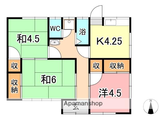 水島臨海鉄道 栄駅(岡山) 徒歩25分 1階建 築49年(3K)の間取り写真