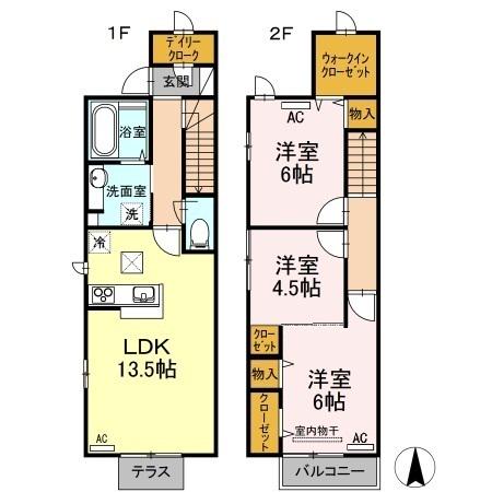 カーサ エレガンテ(3LDK/1階)の間取り写真