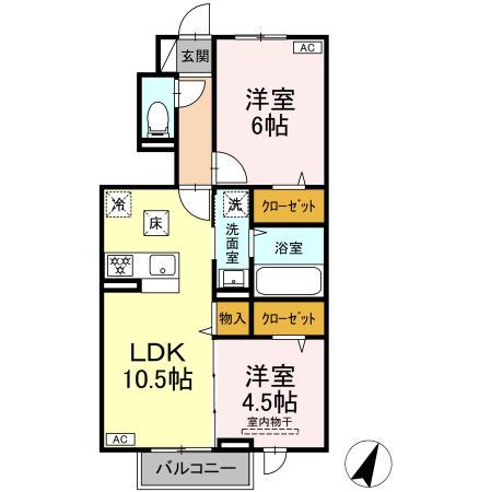 プラントC(2LDK/1階)の間取り写真