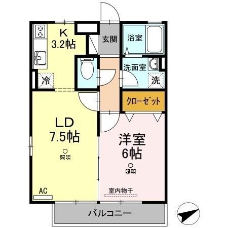 フレブラース(1LDK/2階)の間取り写真