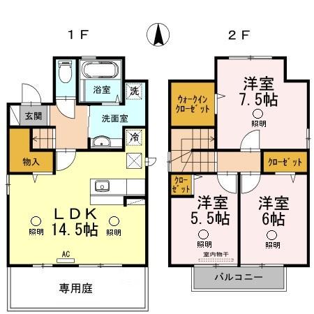 岡山県倉敷市 2階建 築13年(3LDK)の間取り写真