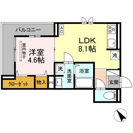 セイル瀬戸(1LDK/2階)の間取り写真