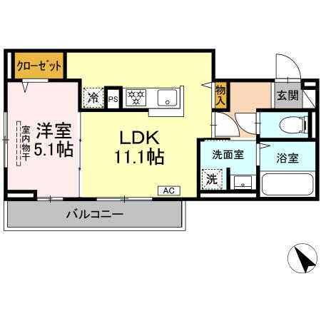 セイル瀬戸(1LDK/3階)の間取り写真