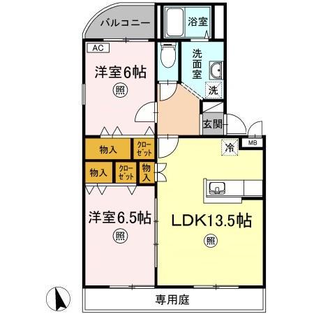 レーベンソフィア・グレイスソフィア グレイスソフィア(2LDK/1階)の間取り写真