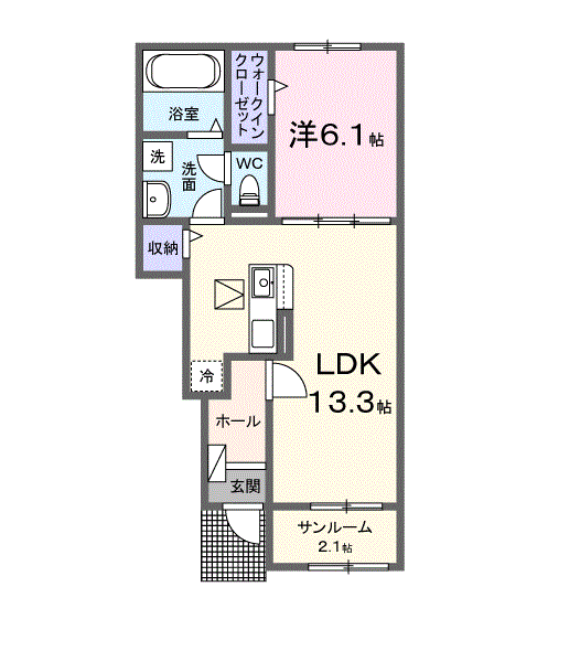 クレール九番館(1LDK/1階)の間取り写真