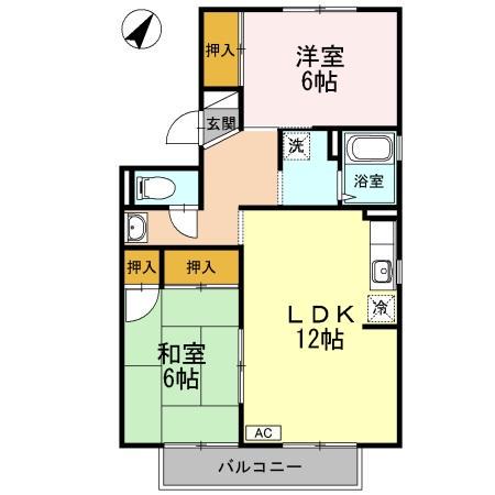 エステート西中A(2LDK/2階)の間取り写真